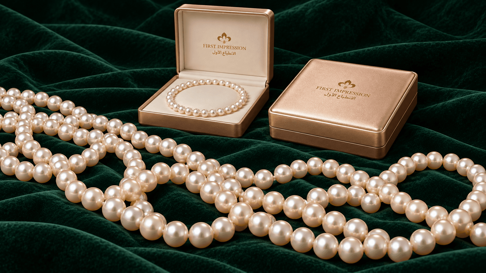 First Impression pearl jewelry gift boxes and necklaces